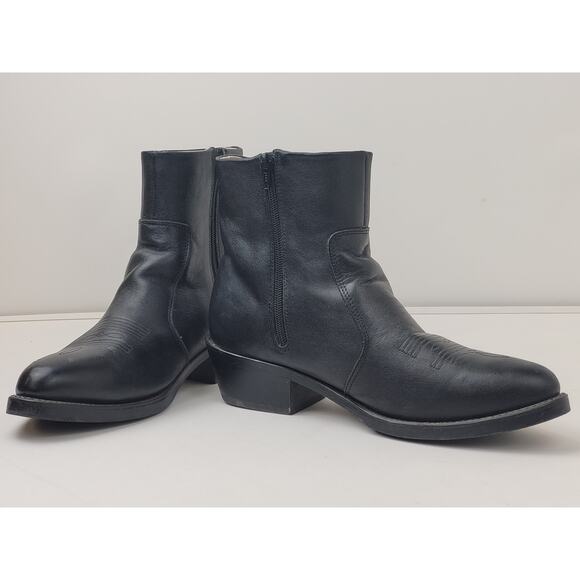 Durango Black Leather Side Zip Short Western Cowboy Boots Men's Sz 10.5D - Picture 1 of 9